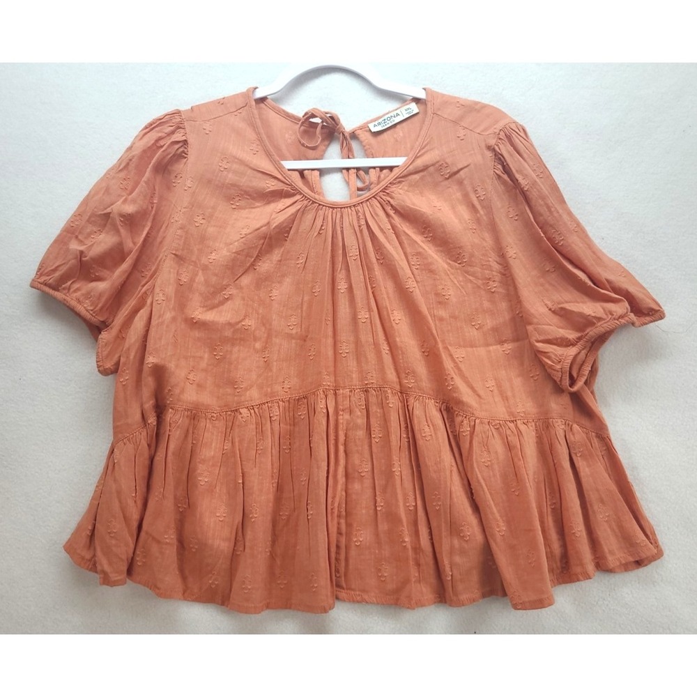 Arizona Jean Co WomenS Top Size XXL Short Sleeve Blouse Canyon Clay Embroidered